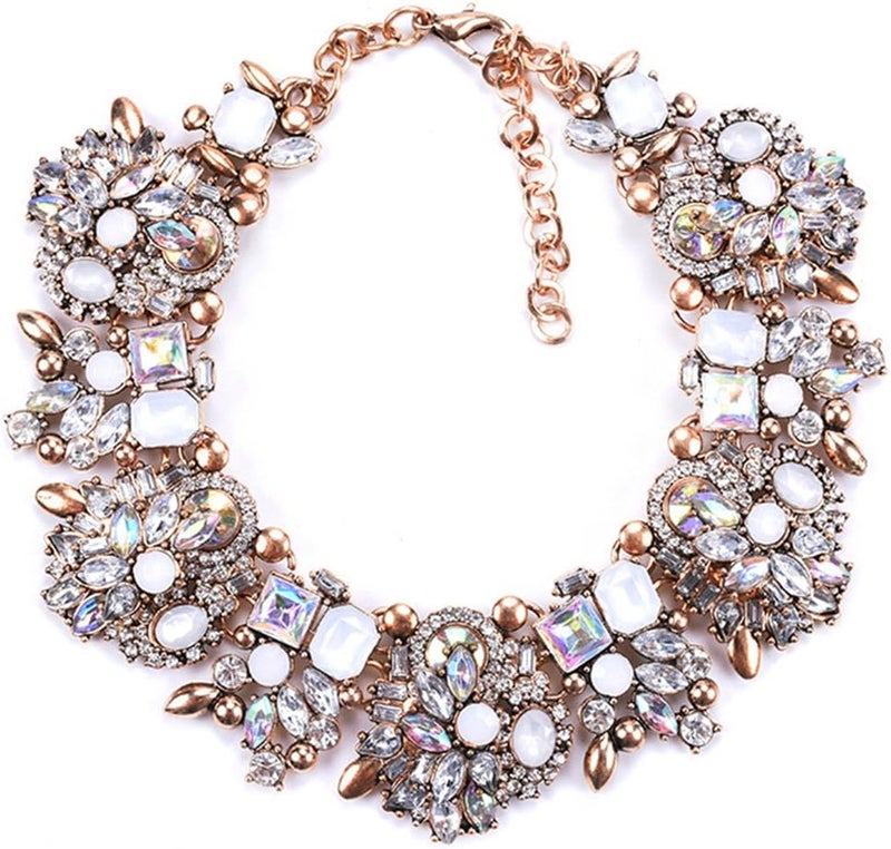 Zthread Bib Statement Necklace Colorful Glass Crystal Collar Choker Necklace for Women Fashion Accessories - Image 1